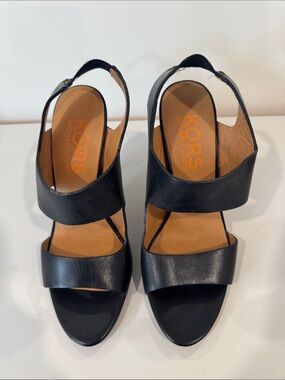 Michael Kors Black Leather Slingback Sandals